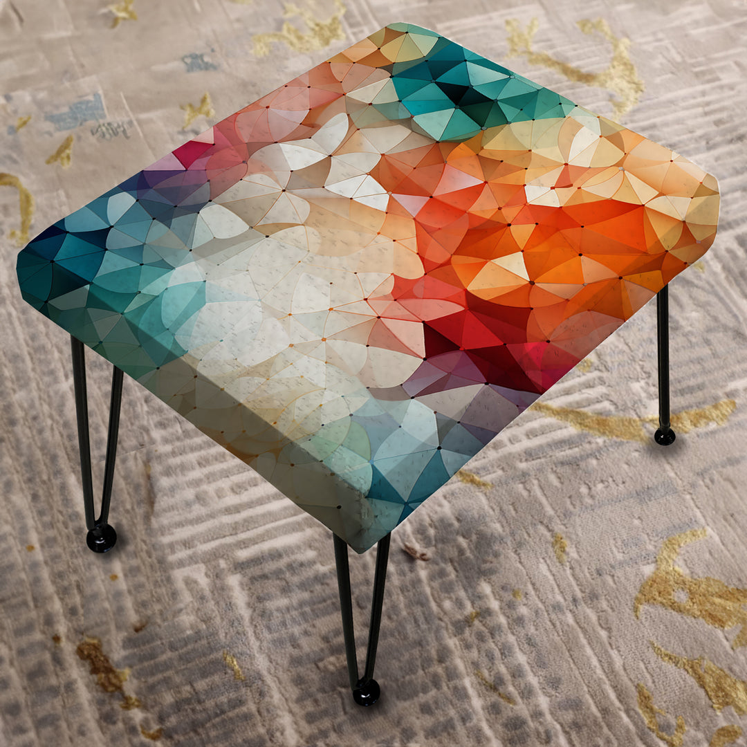 Colorful Playful Polyhedra Wonders - Upholstered Vanity Stool Ottoman