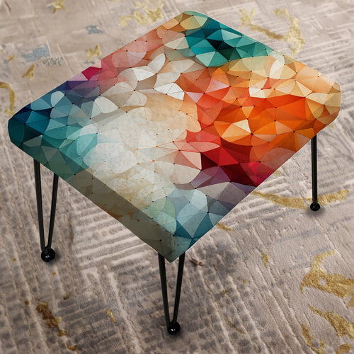 Colorful Playful Polyhedra Wonders - Upholstered Vanity Stool Ottoman