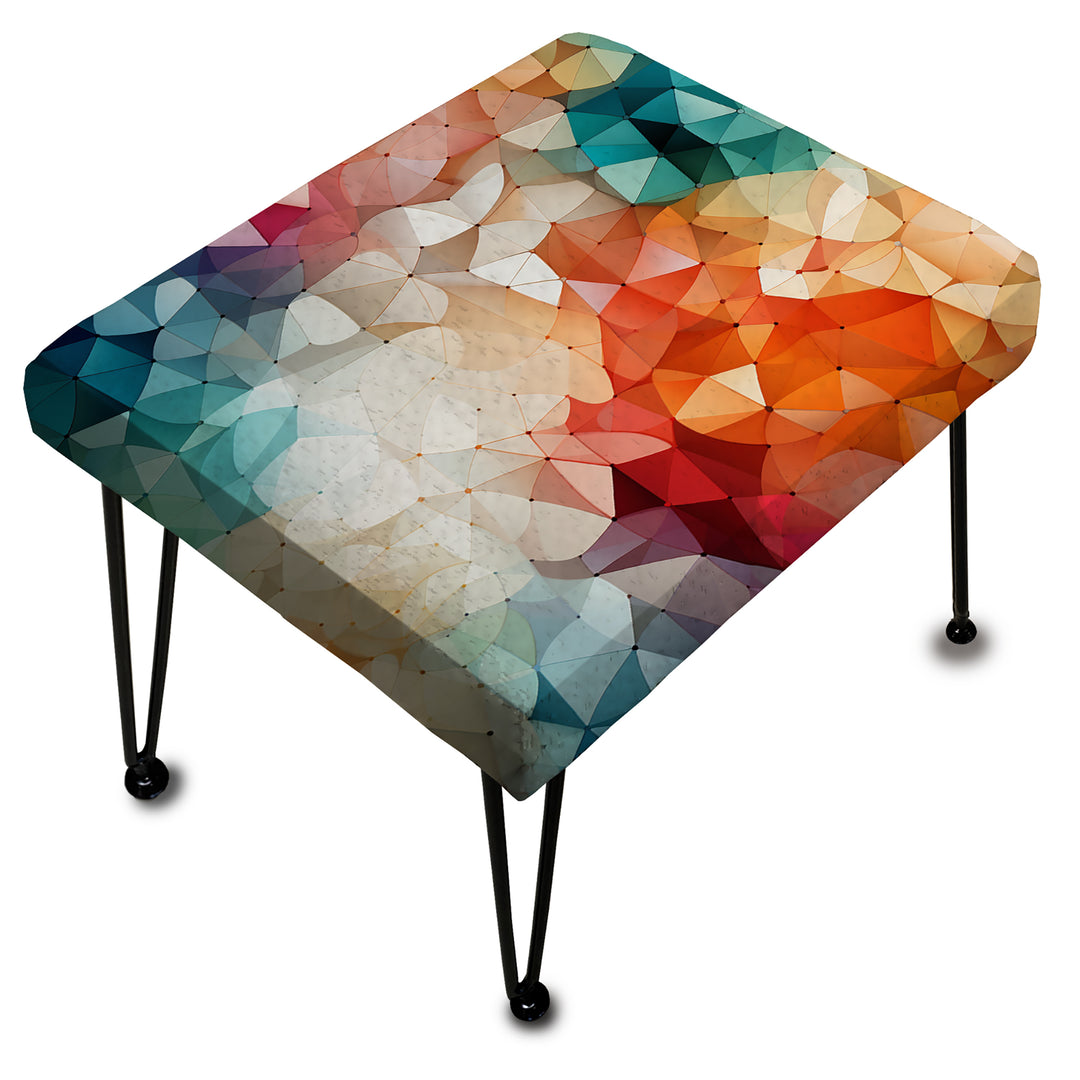 Colorful Playful Polyhedra Wonders - Upholstered Vanity Stool Ottoman