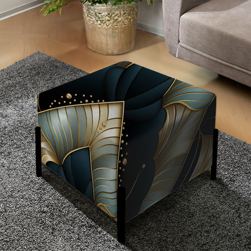 Emerald And Gold Art Deco Glamour Grandeur - Upholstered Vanity Stool Ottoman