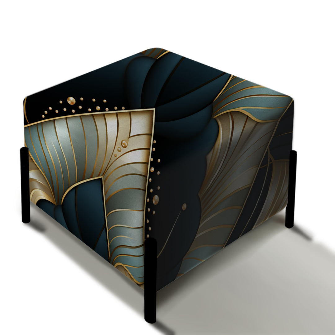 Emerald And Gold Art Deco Glamour Grandeur - Upholstered Vanity Stool Ottoman