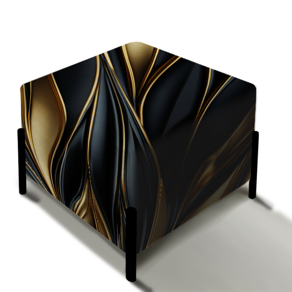 Opulent Black And Gold Glamour Pattern - Upholstered Vanity Stool Ottoman