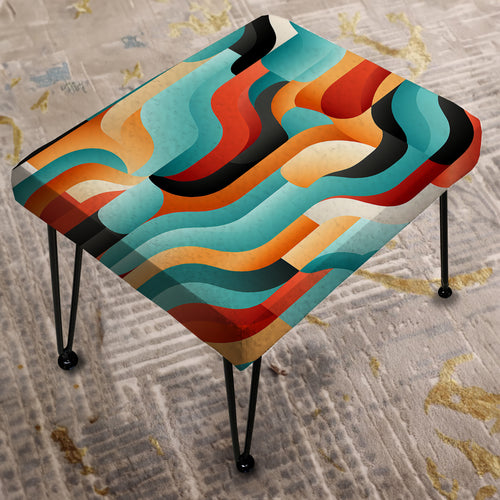 Blue And Orange Maze Illusion - Upholstered Vanity Stool Ottoman