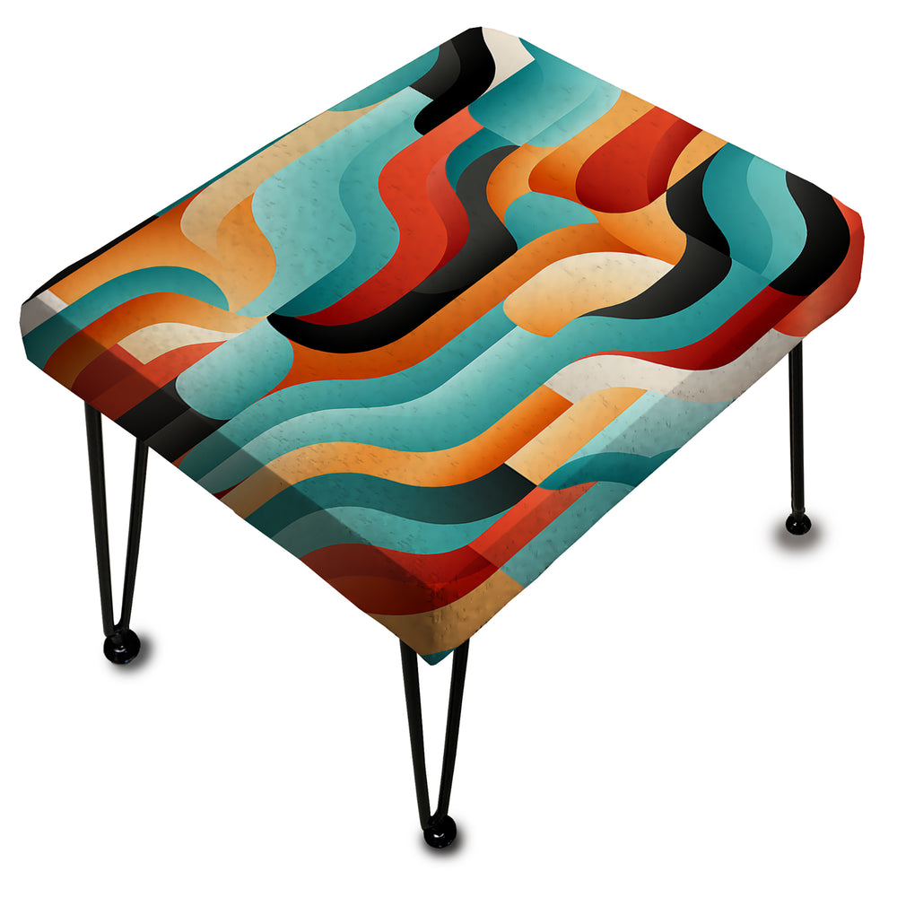 Blue And Orange Maze Illusion - Upholstered Vanity Stool Ottoman