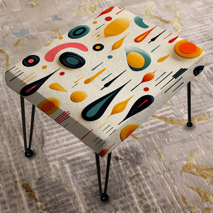Mcm Abstract Expressions II - Upholstered Vanity Stool Ottoman