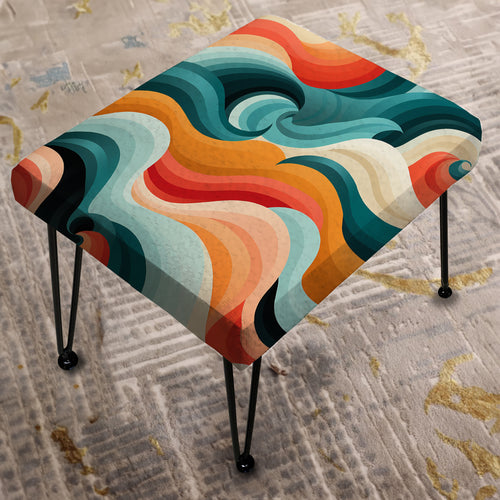 Mod Wave Revival - Upholstered Vanity Stool Ottoman