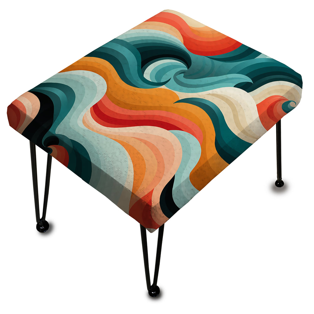 Mod Wave Revival - Upholstered Vanity Stool Ottoman