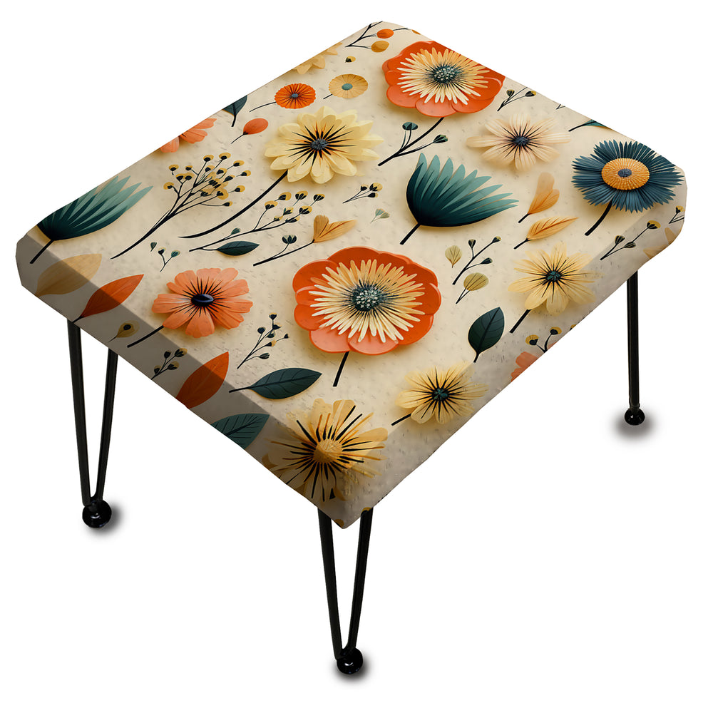 Vintage Mod Florals - Upholstered Vanity Stool Ottoman