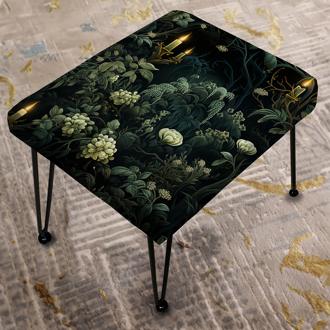 Haunted Nocturne Moody Patterns - Upholstered Vanity Stool Ottoman