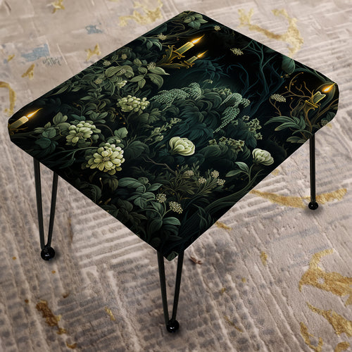 Haunted Nocturne Moody Patterns - Upholstered Vanity Stool Ottoman