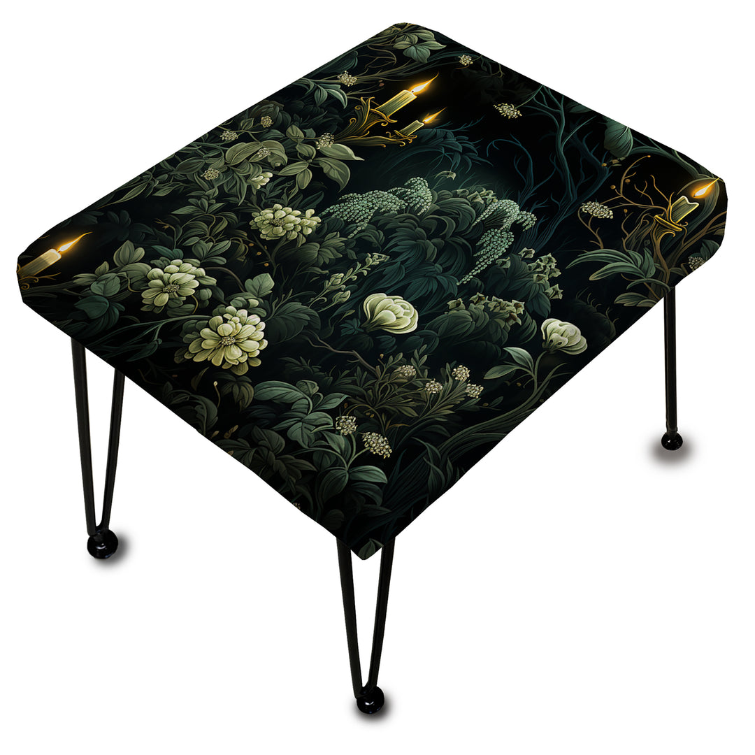 Haunted Nocturne Moody Patterns - Upholstered Vanity Stool Ottoman