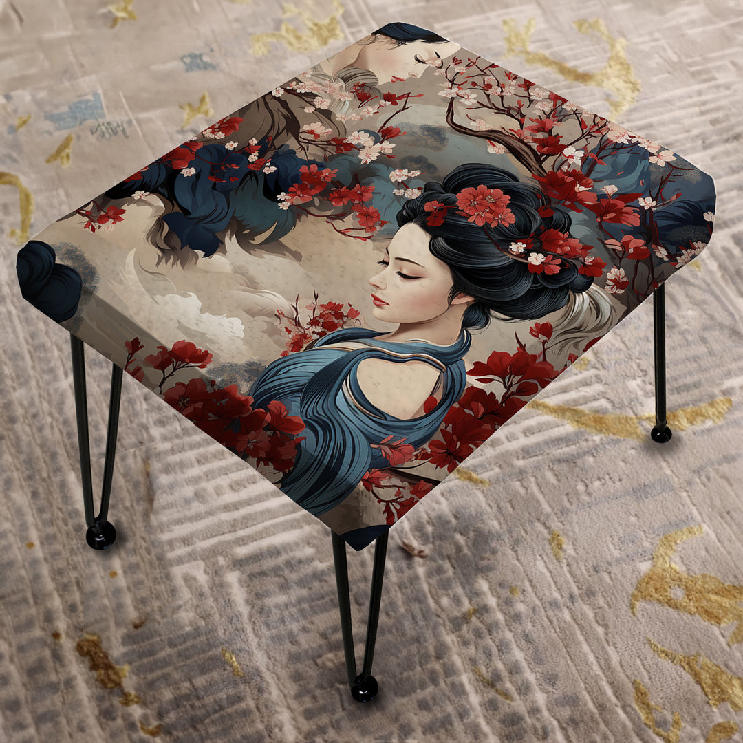Geisha Grace - Upholstered Vanity Stool Ottoman