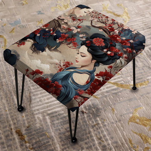 Geisha Grace - Upholstered Vanity Stool Ottoman