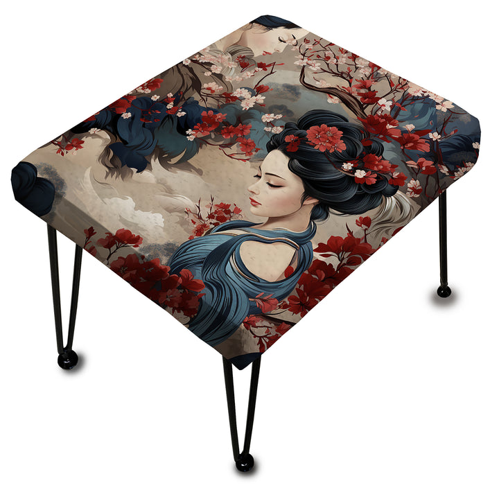 Geisha Grace - Upholstered Vanity Stool Ottoman