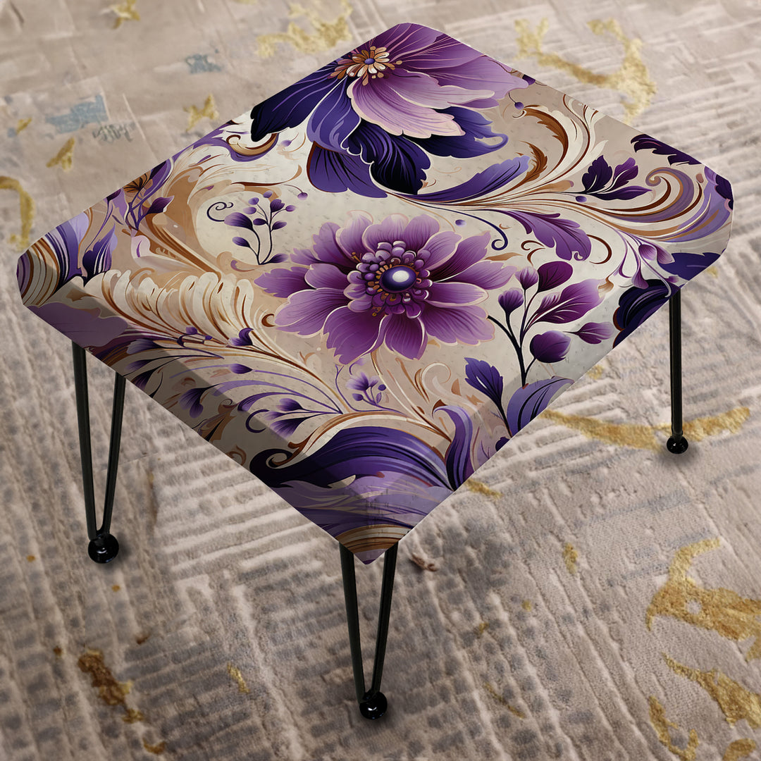 Purple Lavender Persian Paisleys - Upholstered Vanity Stool Ottoman