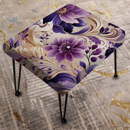 Purple Lavender Persian Paisleys - Upholstered Vanity Stool Ottoman