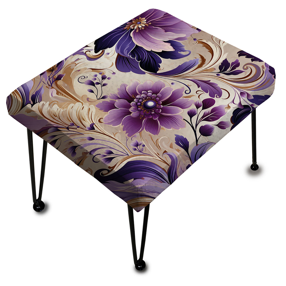 Purple Lavender Persian Paisleys - Upholstered Vanity Stool Ottoman