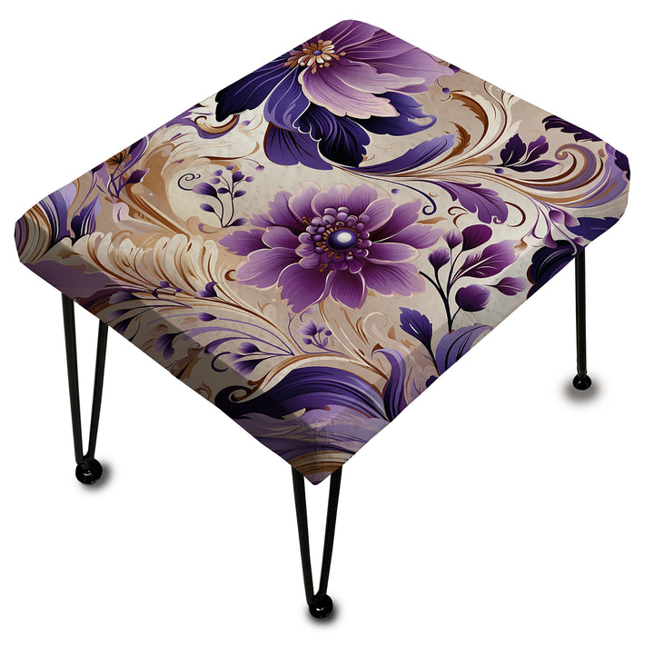 Purple Lavender Persian Paisleys - Upholstered Vanity Stool Ottoman