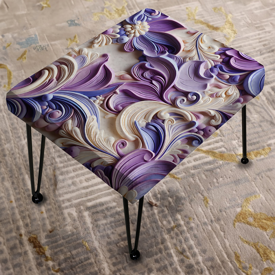 Purple Lavender Persian Paisleys II - Upholstered Vanity Stool Ottoman