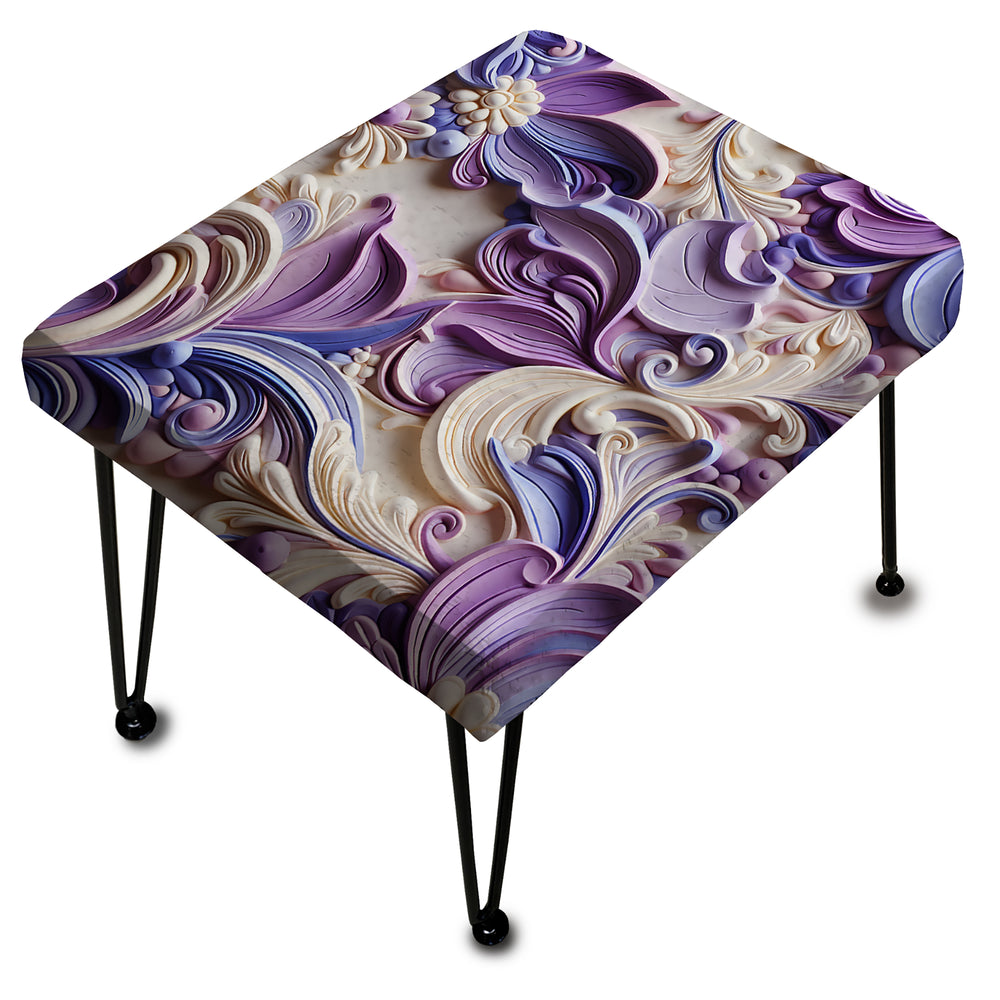 Purple Lavender Persian Paisleys II - Upholstered Vanity Stool Ottoman