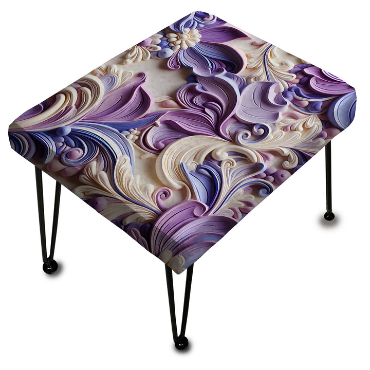 Purple Lavender Persian Paisleys II - Upholstered Vanity Stool Ottoman