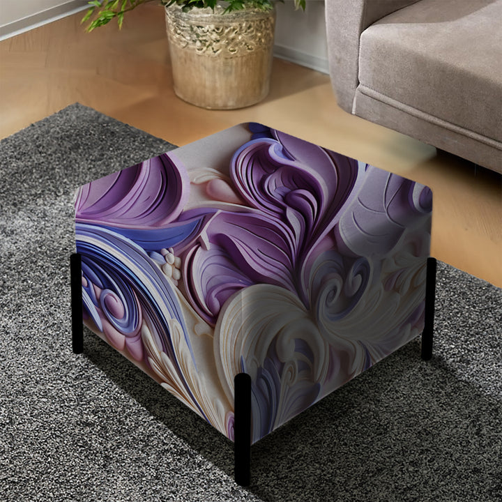 Purple Lavender Persian Paisleys II - Upholstered Vanity Stool Ottoman