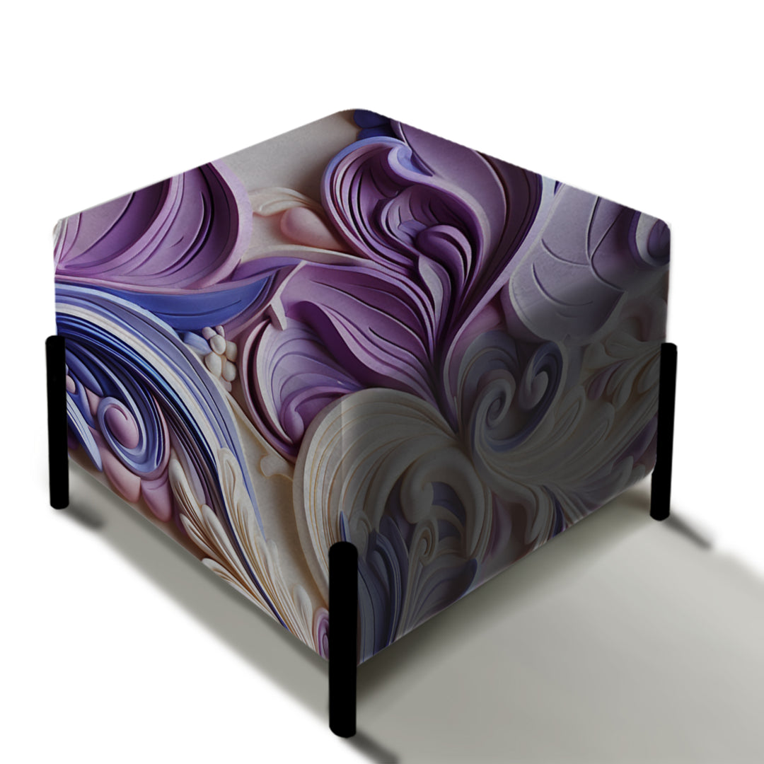Purple Lavender Persian Paisleys II - Upholstered Vanity Stool Ottoman