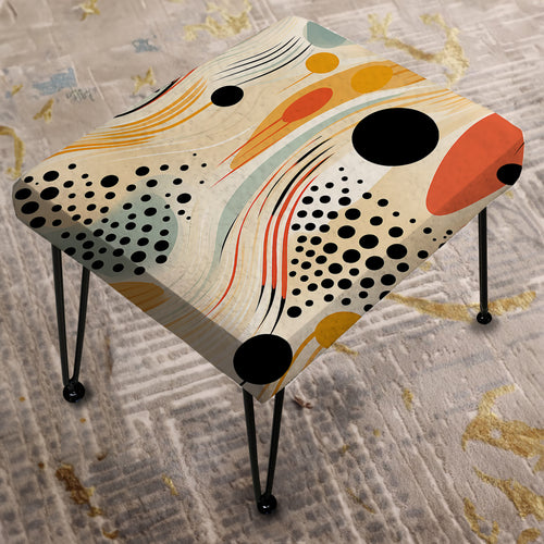 Tribal Essence Polka Dots Pattern - Upholstered Vanity Stool Ottoman