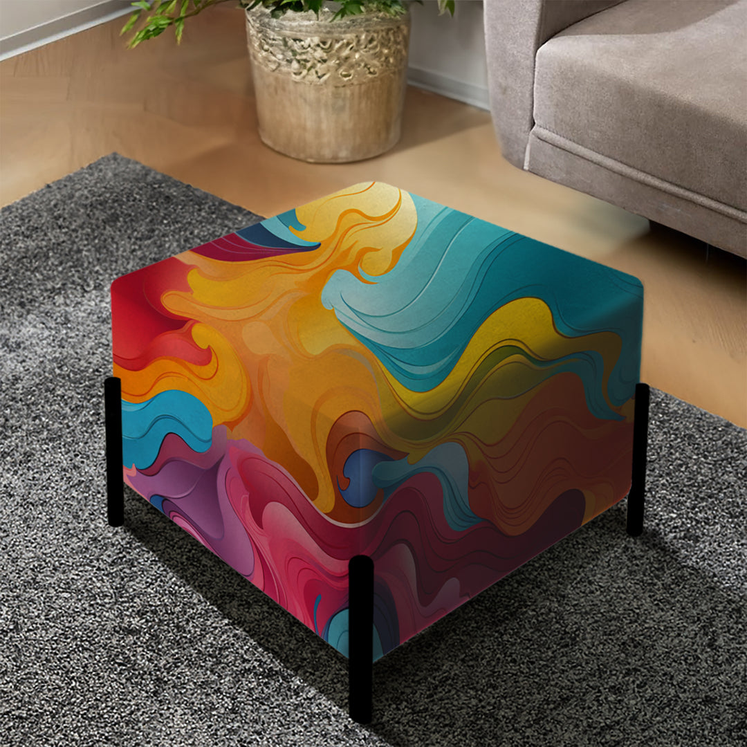 Popart Colorful Playful Mirage - Upholstered Vanity Stool Ottoman
