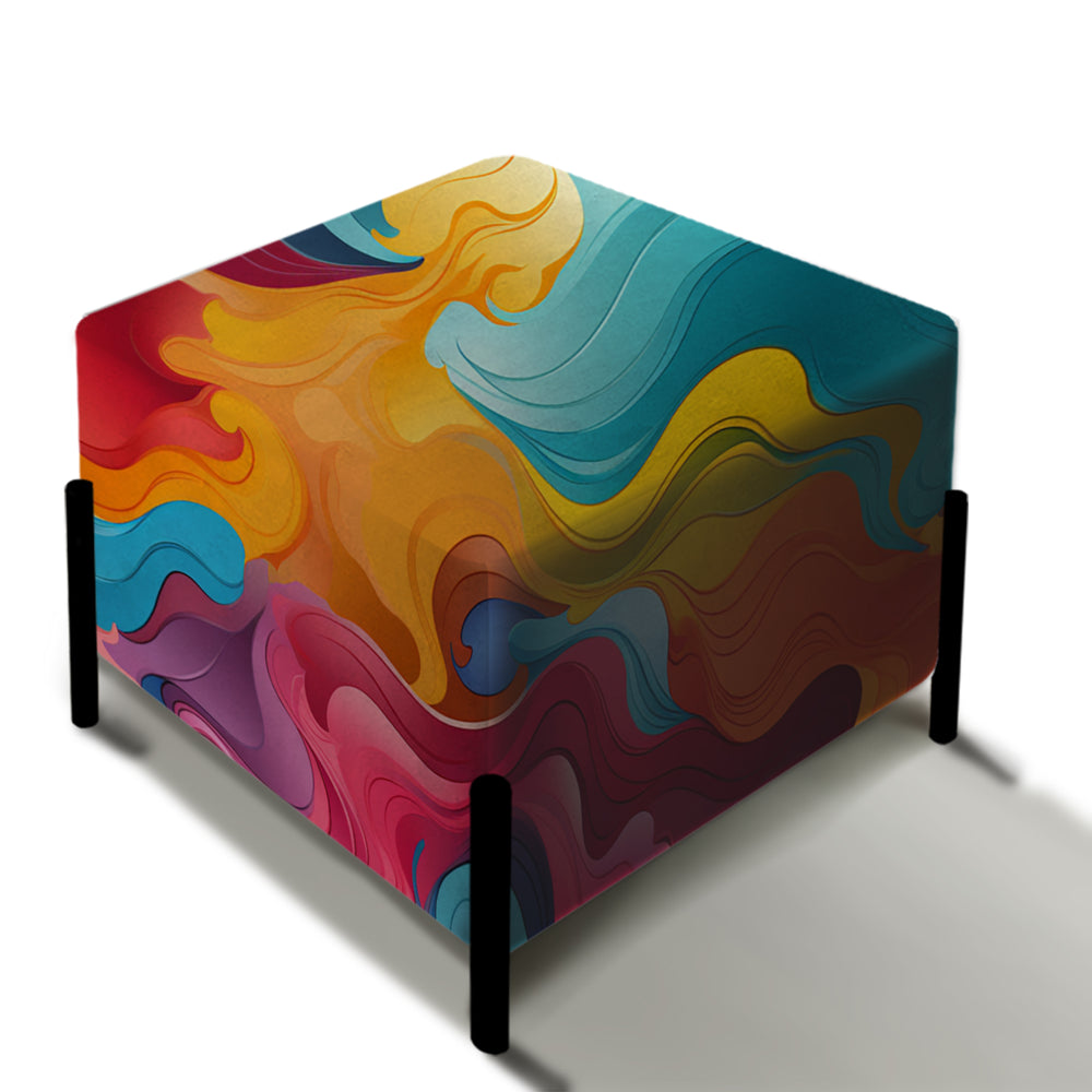 Popart Colorful Playful Mirage - Upholstered Vanity Stool Ottoman
