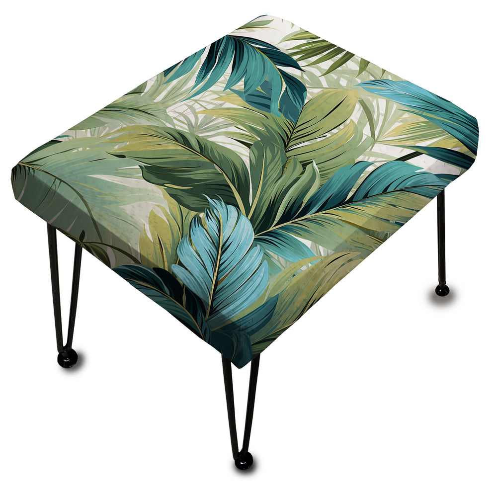 Palm Oasis Tropical Pattern - Upholstered Vanity Stool Ottoman