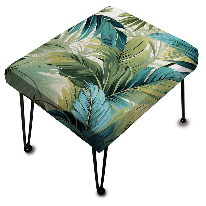 Palm Oasis Tropical Pattern - Upholstered Vanity Stool Ottoman
