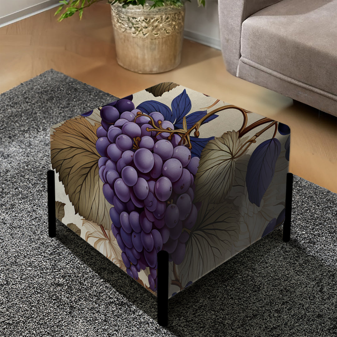 Purple Tuscan Vineyard Vines - Upholstered Vanity Stool Ottoman