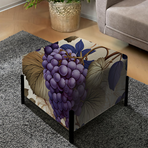 Purple Tuscan Vineyard Vines - Upholstered Vanity Stool Ottoman
