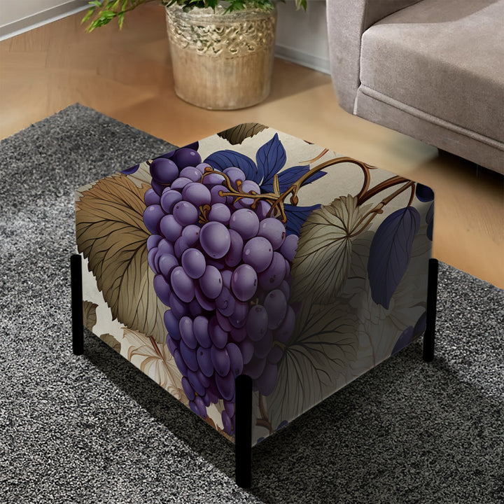 Purple Tuscan Vineyard Vines - Upholstered Vanity Stool Ottoman