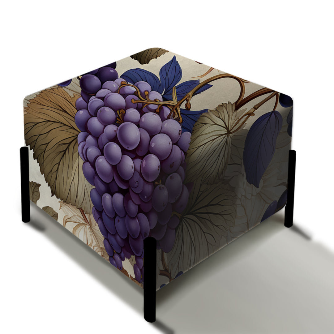 Purple Tuscan Vineyard Vines - Upholstered Vanity Stool Ottoman