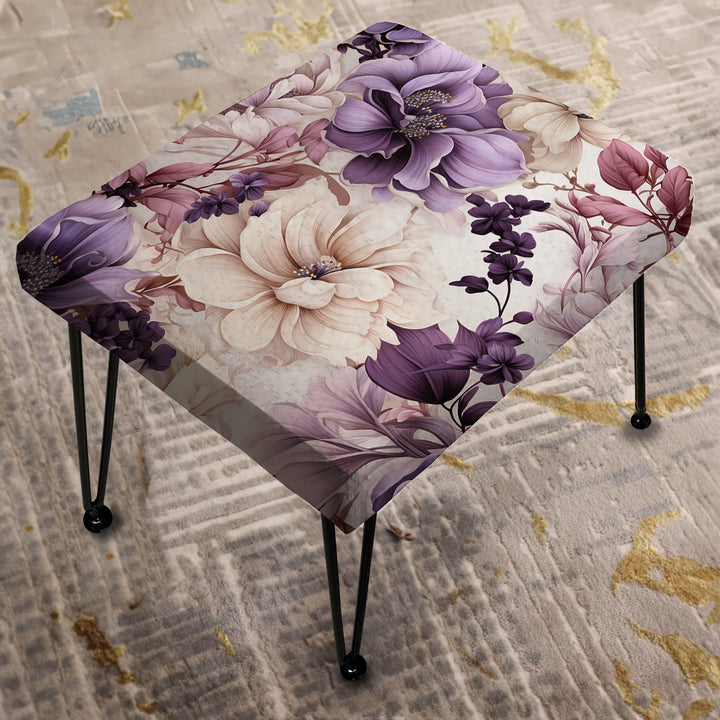 Ethereal Floral Delight Victorian Pattern - Upholstered Vanity Stool Ottoman