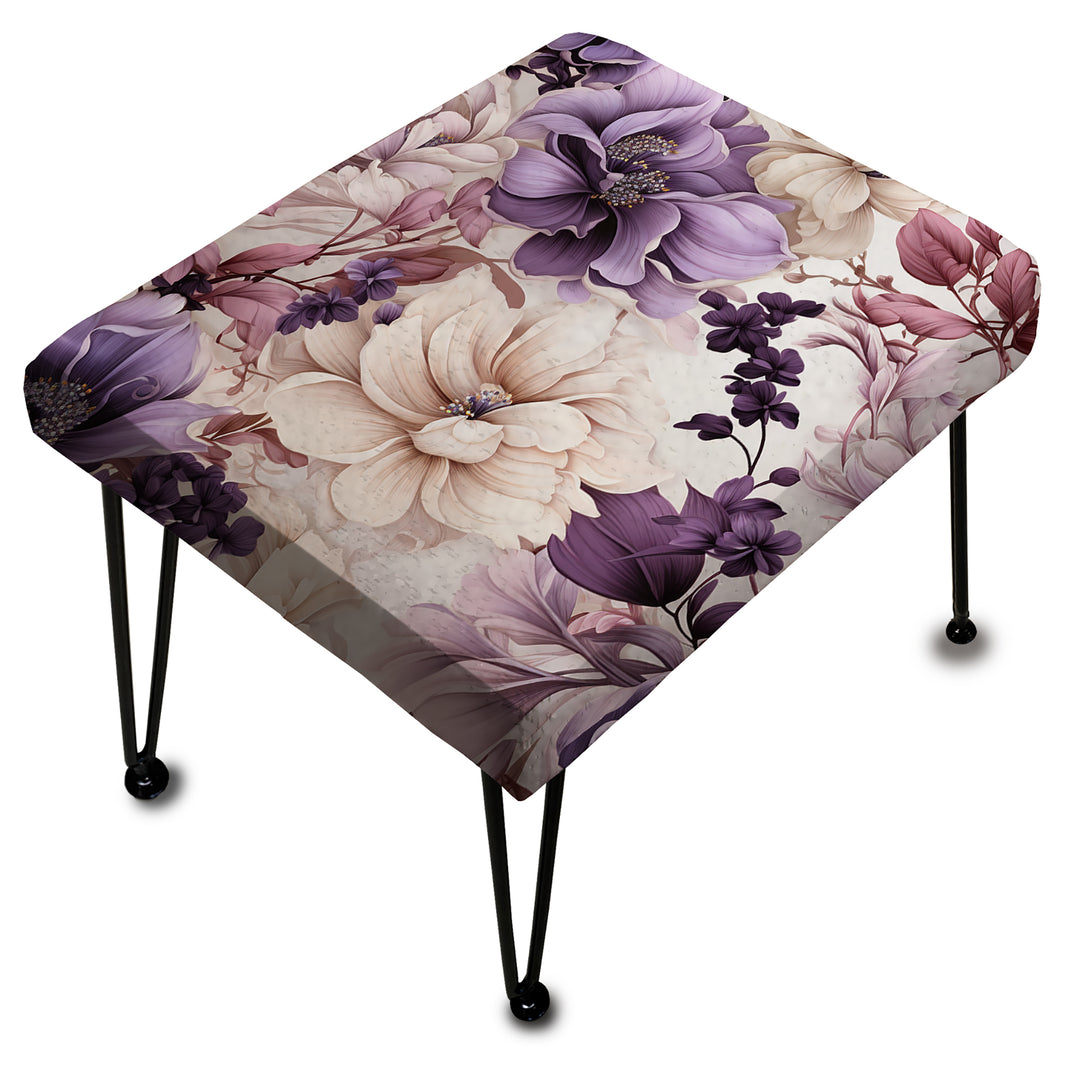 Ethereal Floral Delight Victorian Pattern - Upholstered Vanity Stool Ottoman