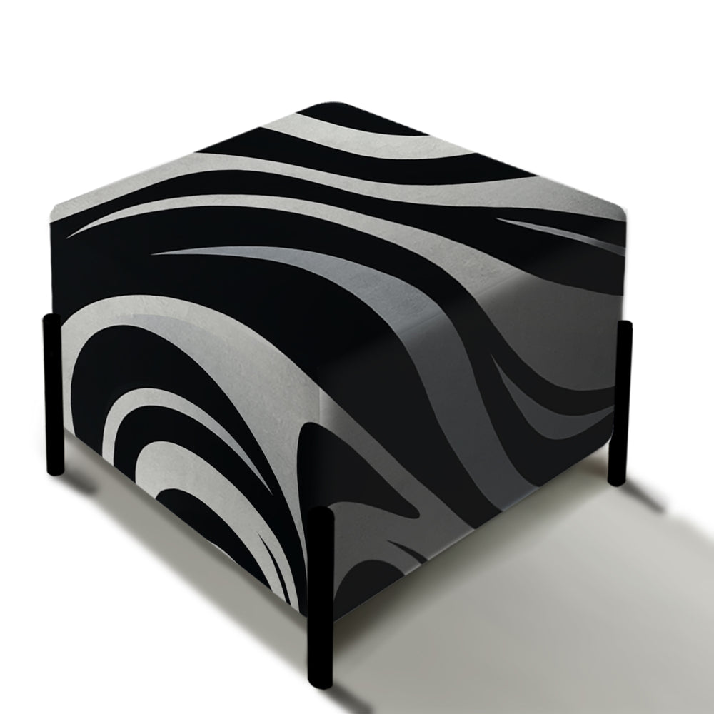 Black And White Zebra Stripes - Upholstered Vanity Stool Ottoman