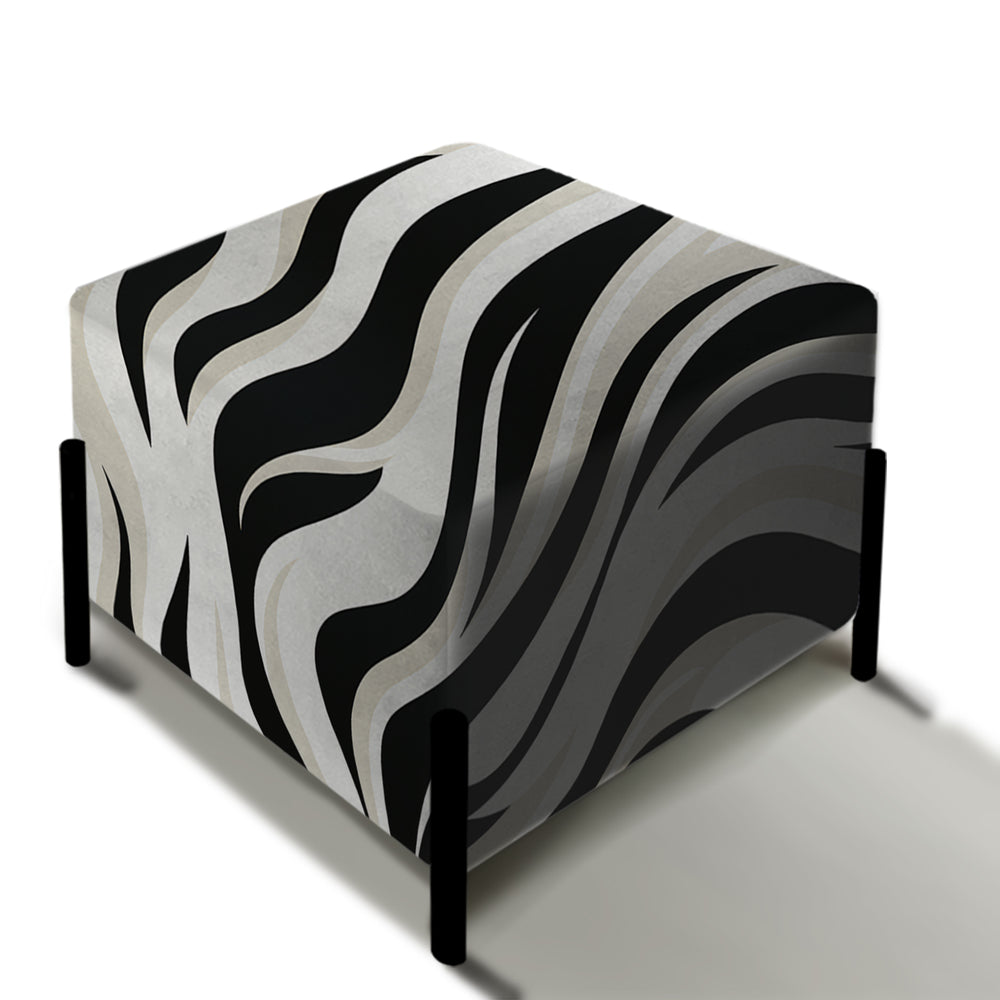 Black Zebra Print Wallpaper - Upholstered Vanity Stool Ottoman