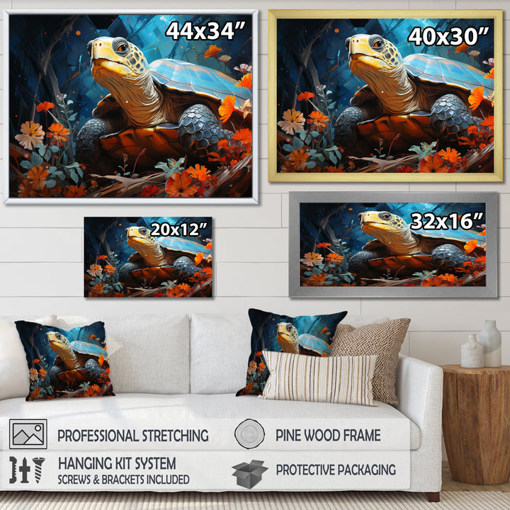 Turtles Journey Floral Collage - Turtle Wall Art Prints