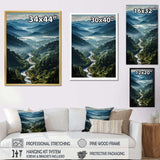 White And Blue Goldern Abstract River - Landscapes Canvas Wall Art