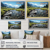 Grey And Blue Glacier Charm Liquid Art - Landscapes Canvas Wall Art