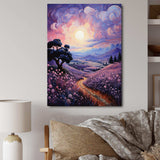 Vangogh Lavender Fields Pointillism I - Landscapes Canvas Wall Art