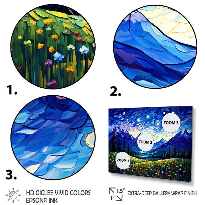 Vangogh Starry Night Over The Mountains - Landscapes Canvas Wall Art