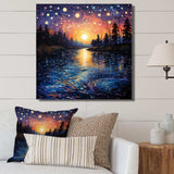 Vangogh Twilight Reflections Pointillism - Landscapes Canvas Wall Art