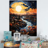 Vangogh Village At Sunset I - Landscapes Canvas Wall Art