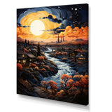 Vangogh Village At Sunset I - Landscapes Canvas Wall Art