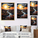 Vangogh Village At Sunset I - Landscapes Canvas Wall Art