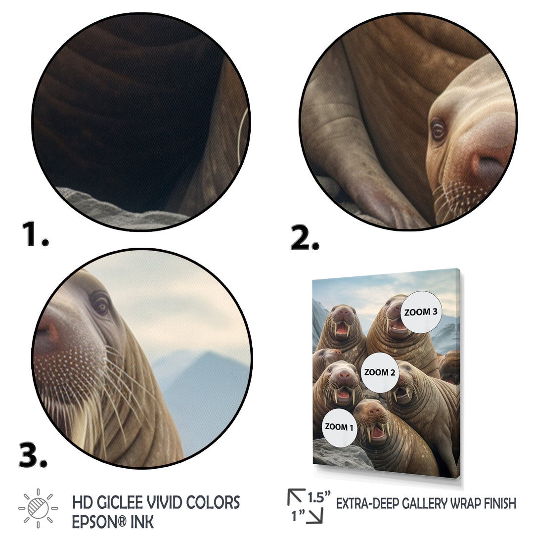 Walrus Family Portrait - Walrus Canvas Wall Art